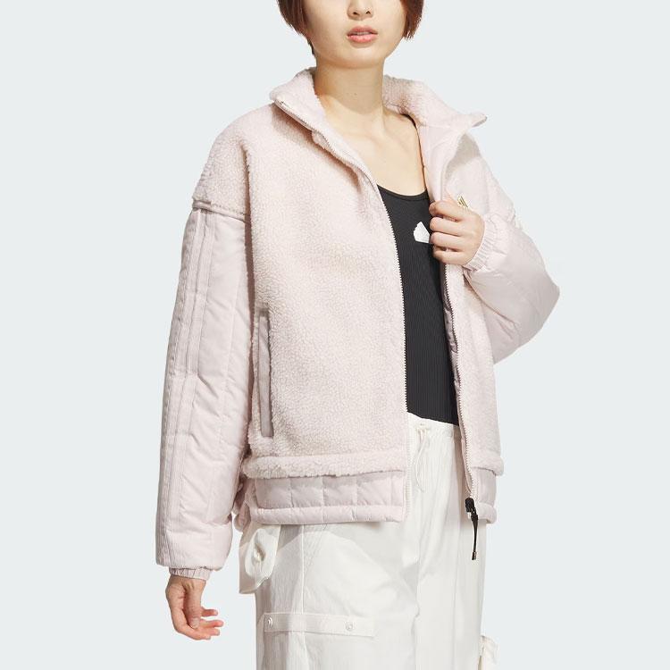 Adidas Год Дракона Серия CNY Двусторонняя вышитая бархатная спортивная повседневная свободная куртка Женская верхняя одежда Светло-фиолетовый розовый IX5956