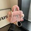 Lamb Wool Women's Oblique Span Bag Winter New Shoulder Bag Trendy Fashion Plush Handbag