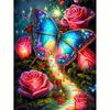 Алмазная картина, цветок, бабочка, полная круглая Алмазная вышивка, вышивка крестиком, комплекты для взрослых, домашний декор, алмазное искусство 30x40 см/12x16 дюймов