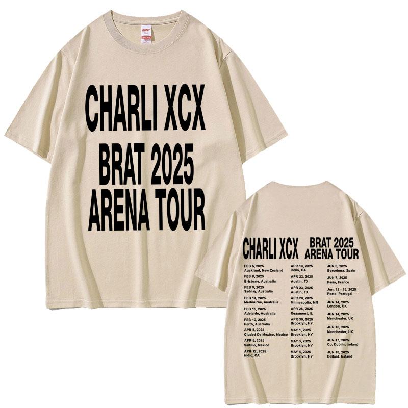 Charli Xcx Brat 2025 Арена Тур Футболки Унисекс Женская Мода Поп Музыка Футболки Хлопок Оверсайз Короткий Рукав Футболка Уличная Одежда