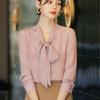 Women's 2025 Fashion Slim Fit Long Sleeve Ruffled Mulberry Silk Satin Shirt