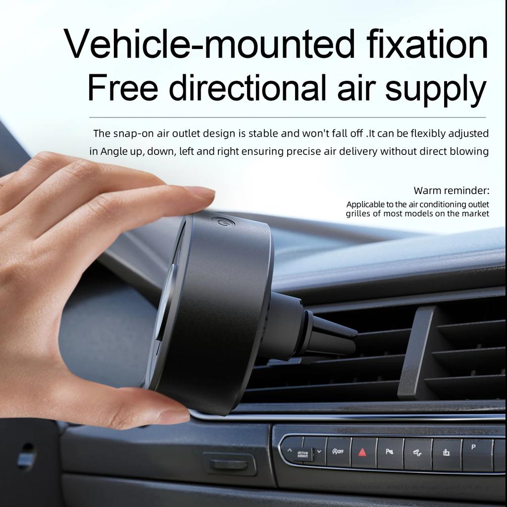 Portable Car Fan with Air Vent Clip 3 Gears Speed Adjustable Cooling Fan 5V USB Powered RGB Ambient Light Air Freshener Diffuser