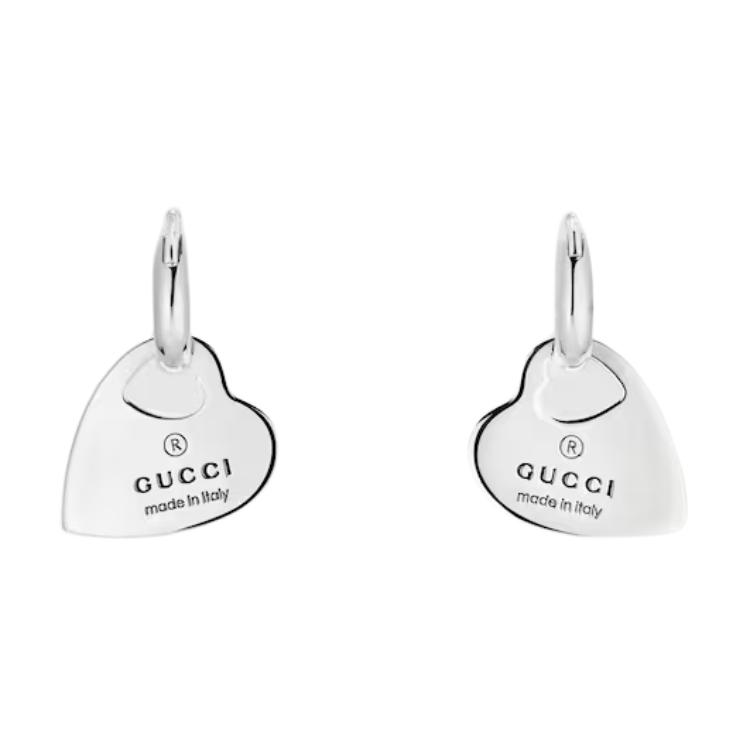 Gucci Серьги из стерлингового серебра 925 пробы с блестящим узором в виде сердца. Унисекс. 796302-J8400-8106