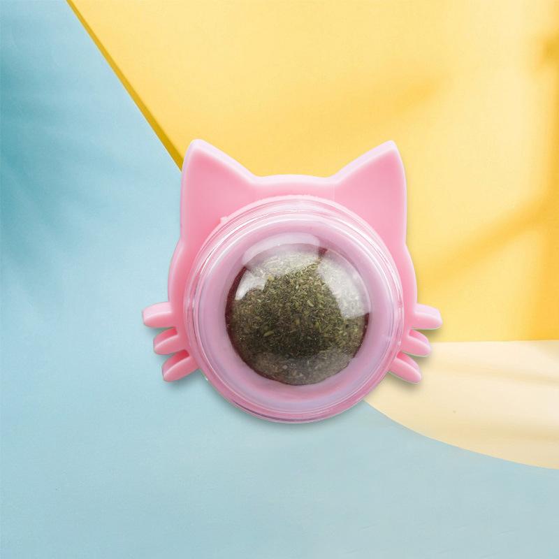 Natural Catnip Cats Rotatable Catnip Wall Stick-on Sucker Scratchers Treats Healthy Removes Balls Interactive Cat Mint Toys