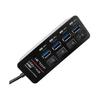 4-портовый USB-хаб с переключателем ON/OFF USB 3.1 Черный Кабель 20 см Высокоскоростная передача Тип входного порта Type A Тип выходного порта Type A x 4
