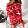 Women's /Winter Knitted Sweater Christmas Print Loose Long Sleeve Dress