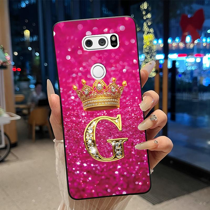 Чехол для телефона для LG V30/V30 Plus/V30S ThinQ/V35 ThinQ Мягкий силикон Красивый Модный Узор Корона Буква Черный Чехол Корпус