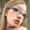 Retro Small Frame Oval Women Plain Glasses Spice Narrow Frame Anti-Blue Glasses Clear Computer Protection Glasses