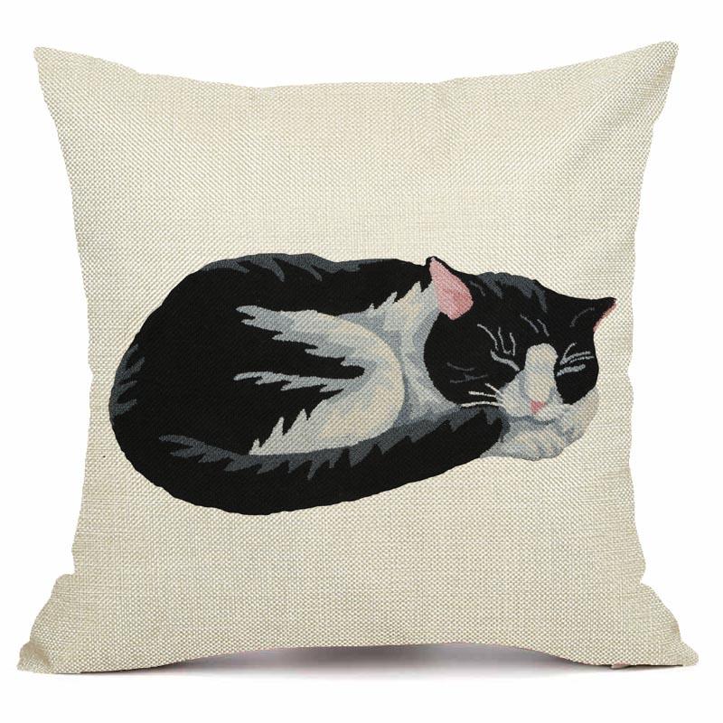 RZN черная льняная наволочка для домашнего животного и кота, квадратная декоративная наволочка для дивана, чехол для подушки с животным узором 45X45 см