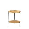 Coffee table with 2-tier tray design, round, solid wood & metal, in 3 colors: Ash Natural / Walnut / Black, combinable with side table (44x44x48 cm)