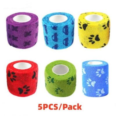 5 рулонов дышащего собачьего самофиксирующегося эластичного бинта для питомцев, эластичная спортивная лента