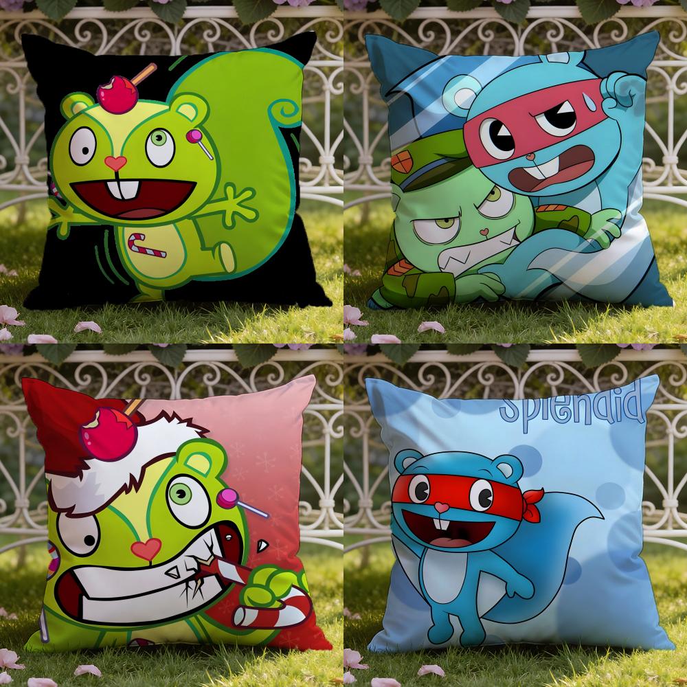 Аниме H-Happy Tree F-Friends Наволочка для подушки Домашняя и автомобильная Двухцелевая наволочка: Двусторонняя конструкция для максимального комфорта