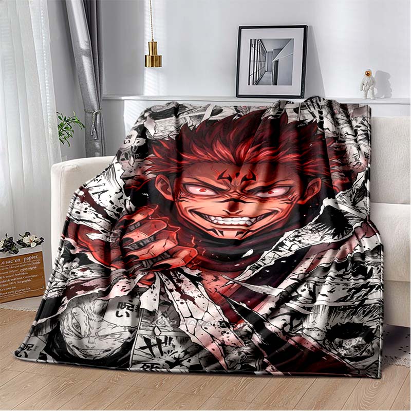 2026 newmodel Jujutsu Kaisen Anime Pattern Flannel Blanket,Multi-purpose Holiday Gift Blanket Warm And Soft Blankets All Seasons