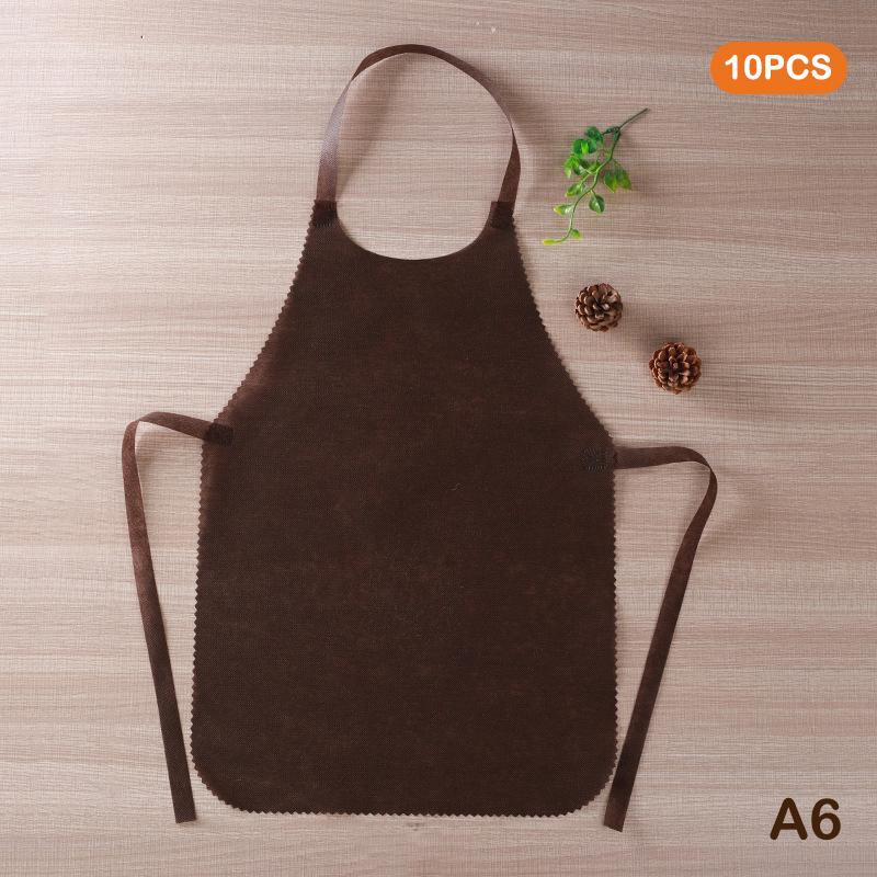 10pcs Disposable Non Woven Aprons Kitchen Aprons Solid Color Anti-fouling Breathable For Cooking, BBQ, Waiters, Hairdressing