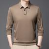 Мужская футболка с длинным рукавом и лацканами, деловая повседневная рубашка поло, мужская тонкая футболка с верхом