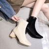 2024 New Mid-heel Ankle Boots for Women with Thick Heel Martin Boots for Women Korean Back Zipper Ankle Boots