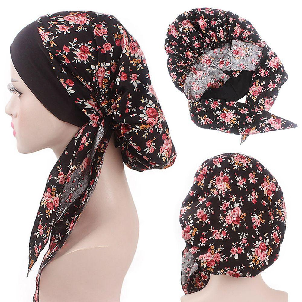 Fashion Pre-Tied Elastic Headwear Muslim Turban Chemo Pirate Cap Hair Loss Hat Cancer Head Scarf