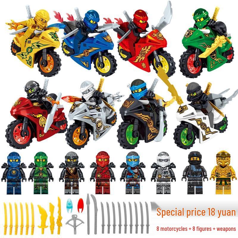 Строительный набор-пазл Ninjago 2025: Детские мотоциклы, спортивные машины, фигурки и куклы