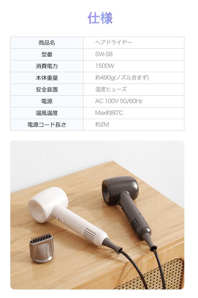 Hair Large Air Volume High Speed Heater Hair Quick High Concentration of Negative 19 4 Temperature 3 Wind Speed Mode Quick Drying Low Comes with