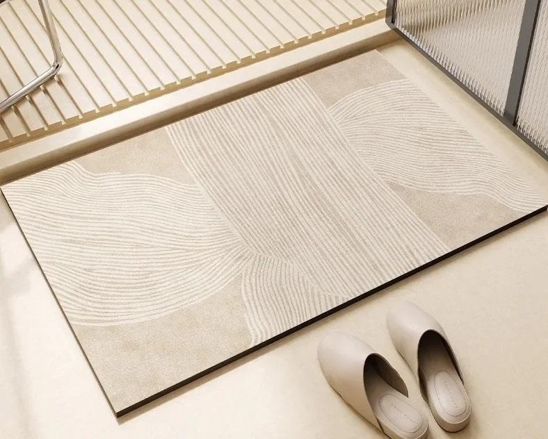 Нескользящий коврик для ванной Диатомитовый коврик с резиновой подкладкой Мягкий Супервпитывающий коврик для ванной Коврик для ног для прихожей Душа Туалета