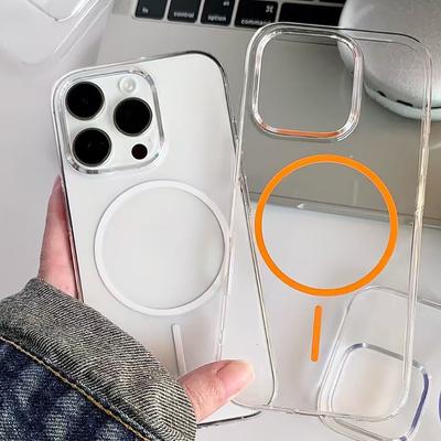 Прозрачные жесткие ПК чехлы для телефона Magsafe для iPhone 16 15 14 13 12 11 Pro Max 16e Plus Магнитная беспроводная зарядка Прозрачная крышка