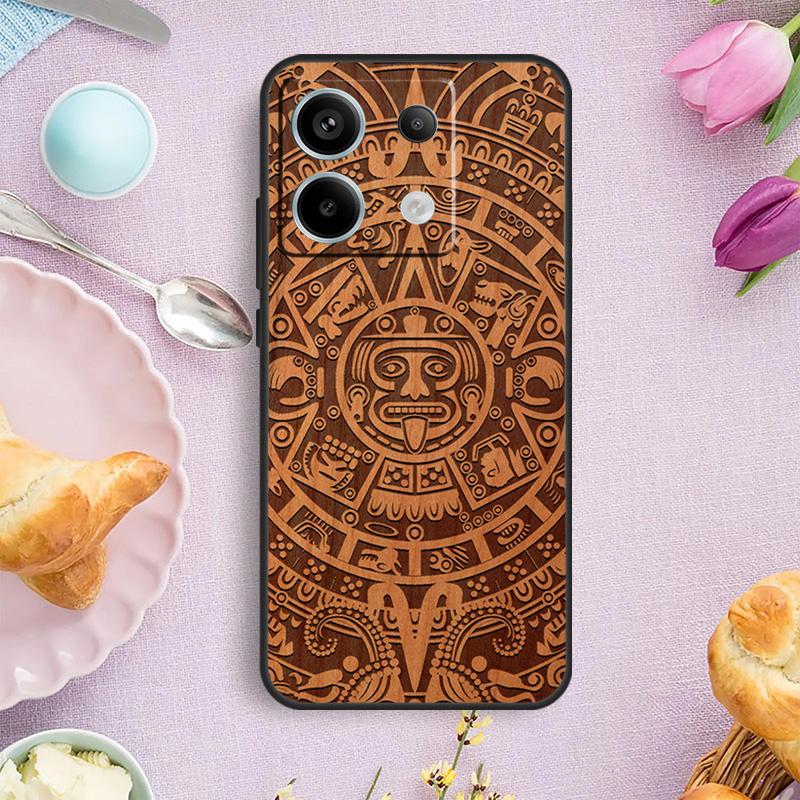 Mayan Calendar Wood Pattern Case For Xiaomi Redmi Note 13 Pro Note 12 11 9 10 Pro 10S 11S 12S Redmi 13C 10C 12C Cover