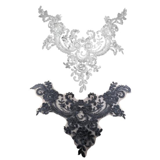 Женский кружевной воротник с аппликацией из ажурной ткани с цветочным узором и вышитым кружевным воротником для свадебного платья