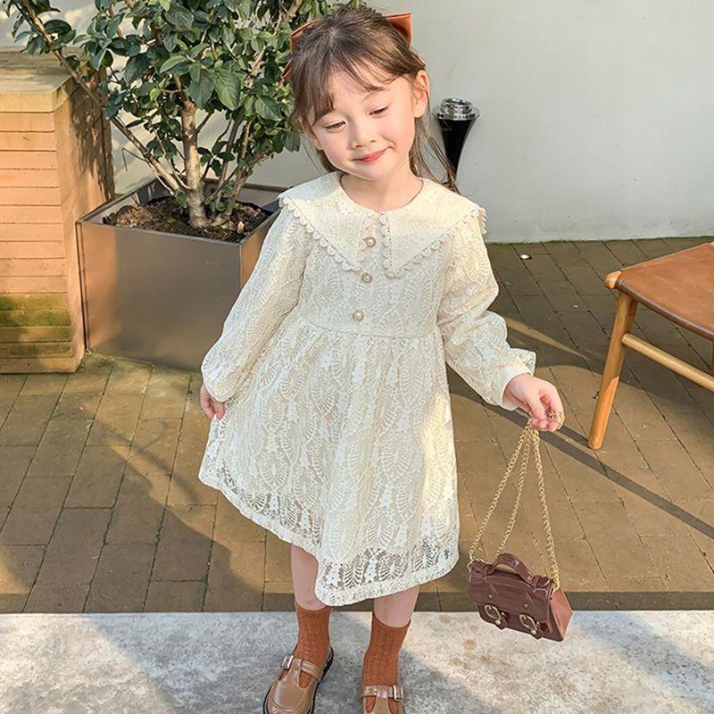 Beautiful Lace Dress Children' Dress With Buttons Girls 116/122