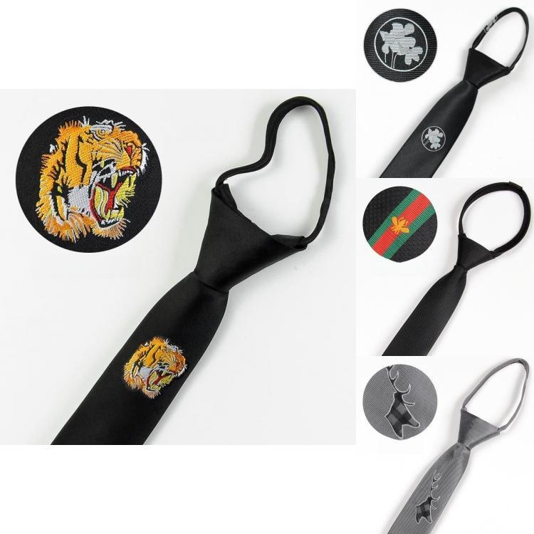 Вышитый галстук с тигром для детей из полосатой шерсти для школы или повседневной носки