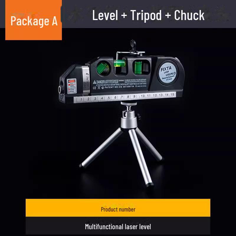 Портативный инфракрасный лазерный уровень для домашнего декора с подъемным треугольным кронштейном и линейкой для измерения расстояний.