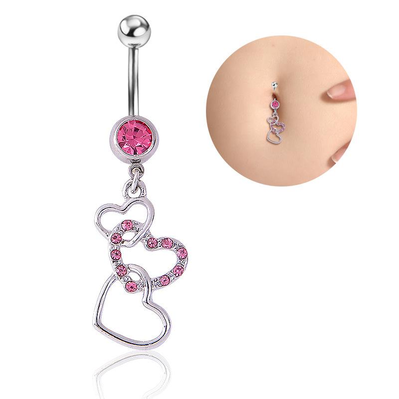 Прокол тела, пряжка на пупке, кристалл, вермикулит, инкрустация, бриллиант, три персика, сердце, проникновение, живот, пупок, нержавеющая сталь
