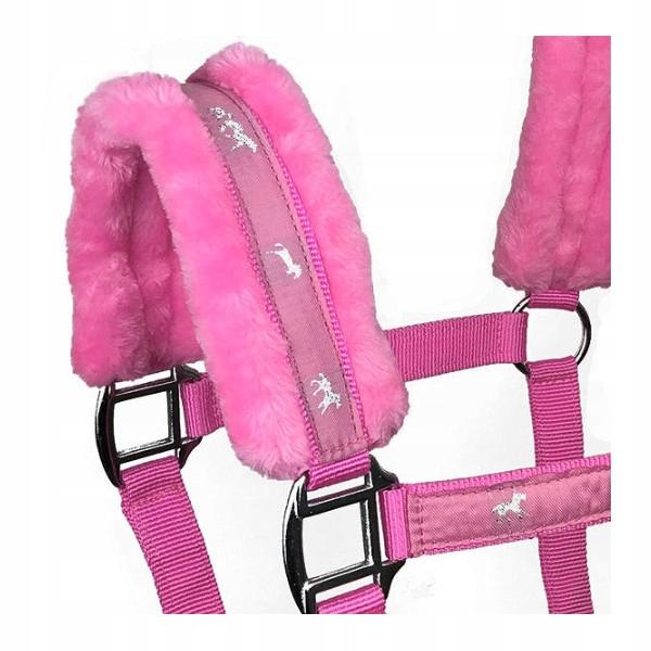 York Softy horse halter, light pink, WITH FUR, size COB - CUTE