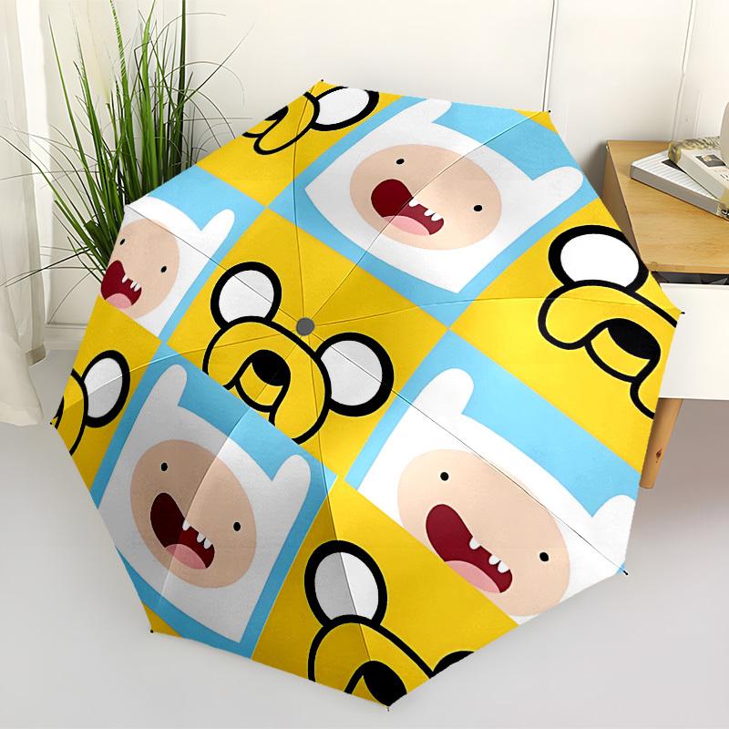 1pc Adventure Time Characters Automatic Folding Umbrella, Compact 8-Rib Design, Durable Plastic & Iron, Lightweight for Outdoor Daily Use, a0929143
