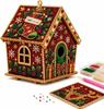 3D Christmas House Diamond Painting Kit, Wooden Pearl Art Craft, DIY 6 Wooden Panels with Pearls and Diamonds, Festive Tabletop Display, Holiday Decor