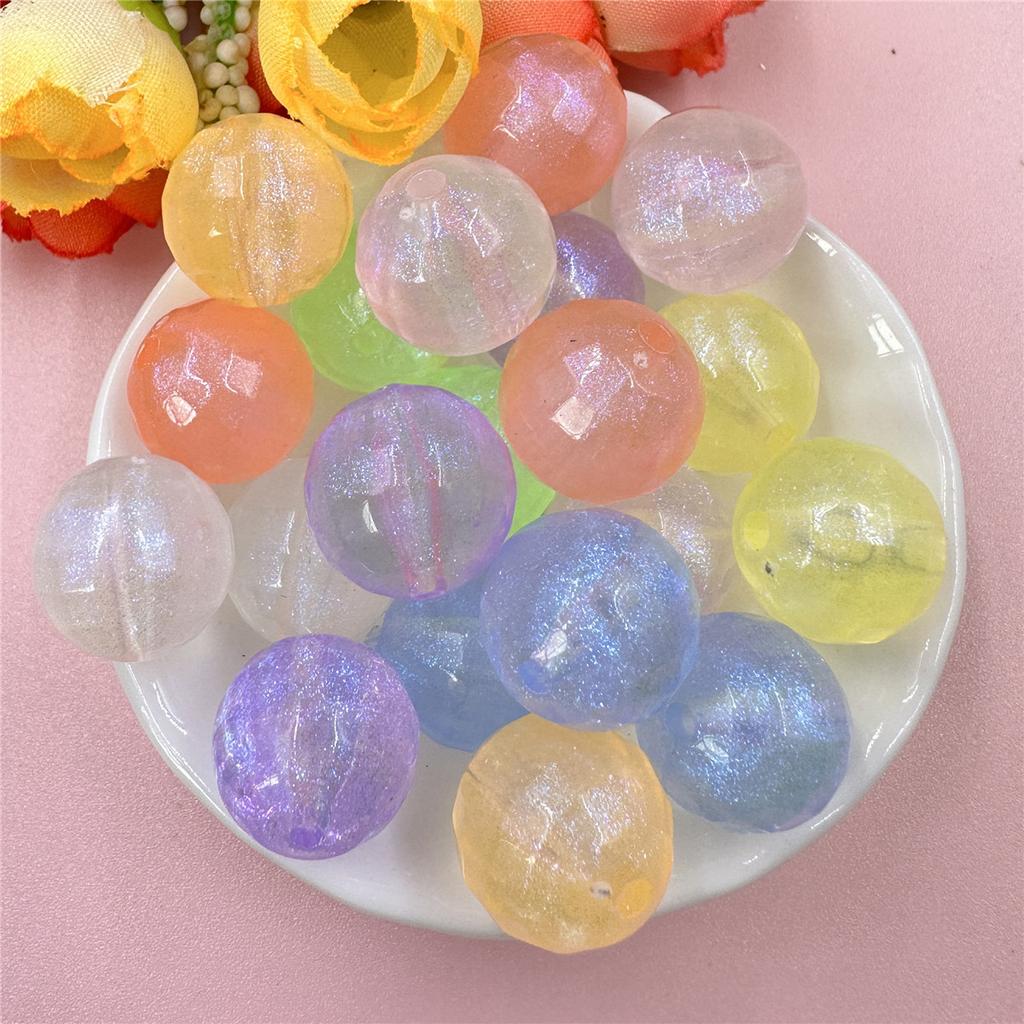 20pcs 15.7mm Acrylic Fine Sparkling Round Loose Beads DIY Jewelry Accessories Beaded Materials For Bracelet Earring Making