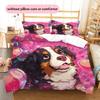 Pink Bernese Mountain Dog Pattern Bedding Home Decoration Birthday Gift (1 * duvet cover + 2 * pillowcase, without core)