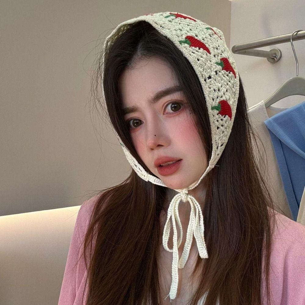 French Pastoral Style Triangle Headband Knitted Headband Towel Fashion Cute Strap Hair Bag Girls