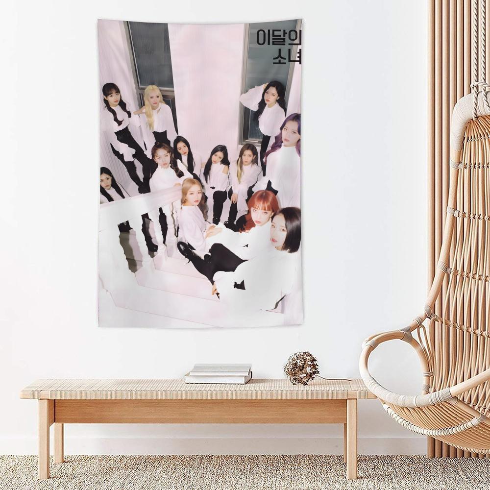 Korea Kpop Band LLoona Kpop Tapestry Microfiber Wall Hanging For Bedroom Living Room Decor Outdoor Festival Bar Background