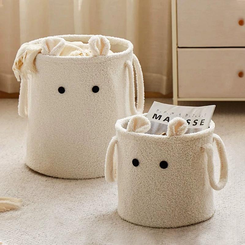 Большая вместимость корзины для белья с удобными ручками для переноски пасхальный кролик 3D ушки пушистые корзины для белья