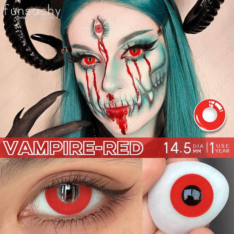 FUNSACHY 1 Pair Colored Contact Lenses for Cosplay Mesh Zombies Cosplay Halloween Party Makeup Softlens Anime Coser Accessories