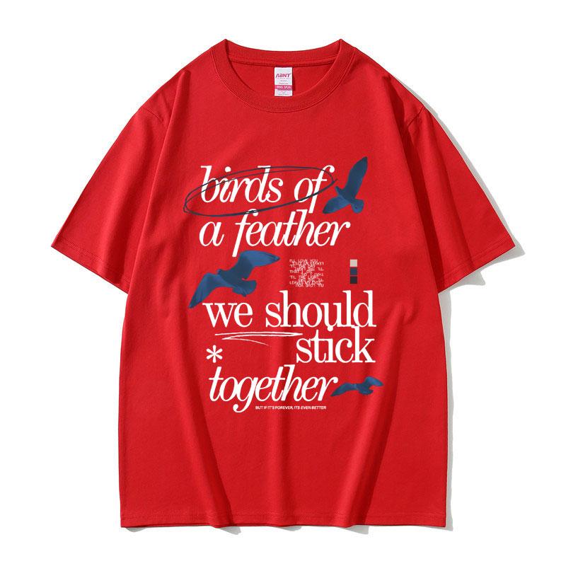Birds of A Feather Hit Me Hard and Soft Album Print T Shirt Male Casual Oversized Tops Tees Unisex Women Hip Hop Fashion Tshirts
