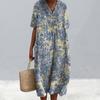 Женское платье с цветочным принтом, платье с коротким рукавом и v-образным вырезом, летнее повседневное платье трапециевидной формы, пуловеры в богемном стиле, платье для вечеринки, повседневная одежда, отпуск