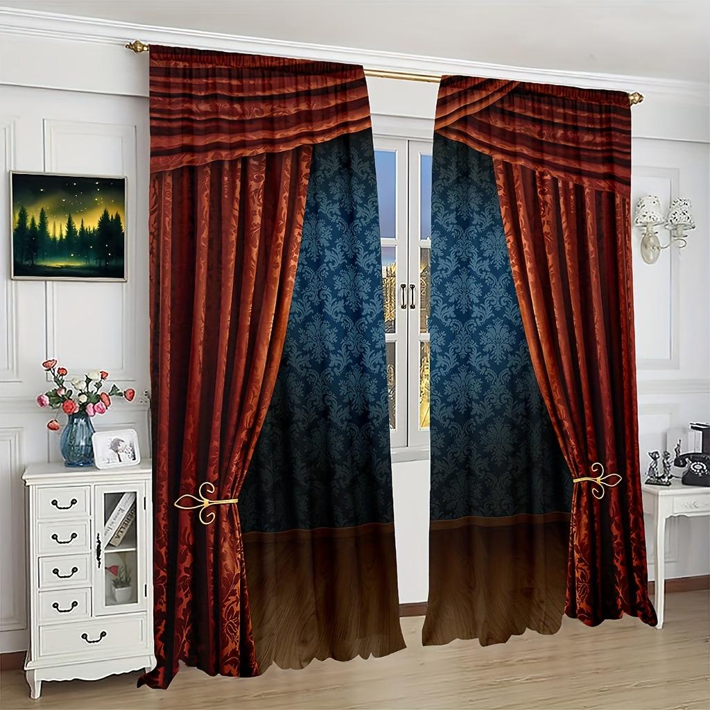 2 шт. Винтажные викторианские шторы с 3D-принтом, ретро-узор для гостиной и спальни, домашний декор для классической сцены, театральной атмосферы
