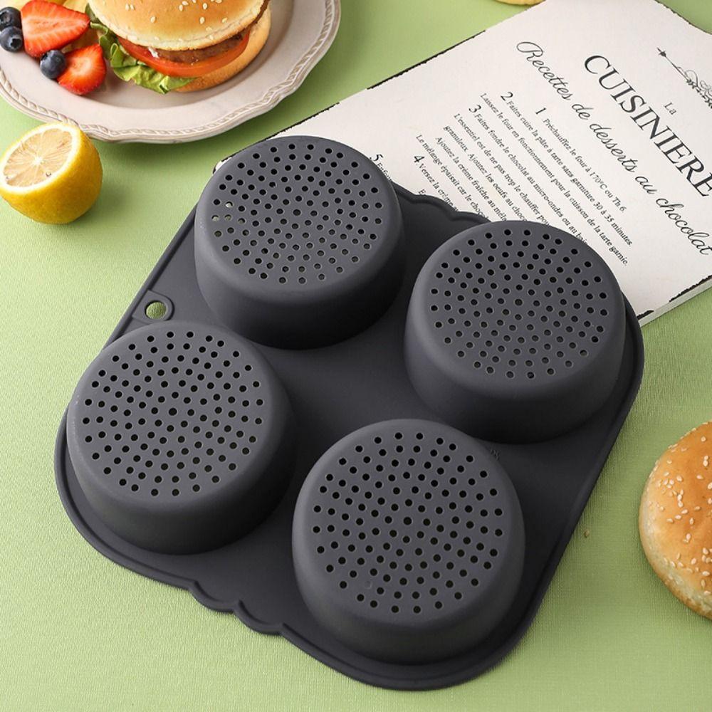 Non-stick Hamburger Bun Mold Silicone Baking Tray Heat Resistant Bread Loaf Pan Sandwich