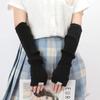 Women Fashion Fingerless Mittens White Black Cosplay Anime Gloves Winter Arm Warmers Gothic Harajuku Knit Mitten Arm Sleeves