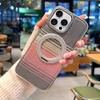 For iPhone 16 Pro Magnetic Case Kickstand Electroplated PC + PU Leather Phone Back Cover