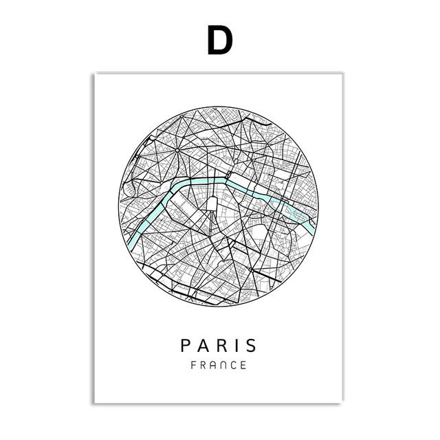 Скандинавский минималистичный холст, картина с картой мира, плакат, Бостен Лэндон, Нью-Йорк, настенное искусство, украшение для дома, комнаты, цитаты, без рамки