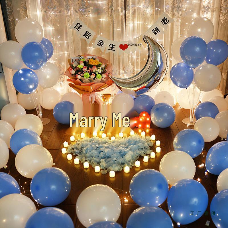 Romantic Surprise Proposal Scene: Creative Letter Lights & Indoor Decoration for Qixi Valentine's Day