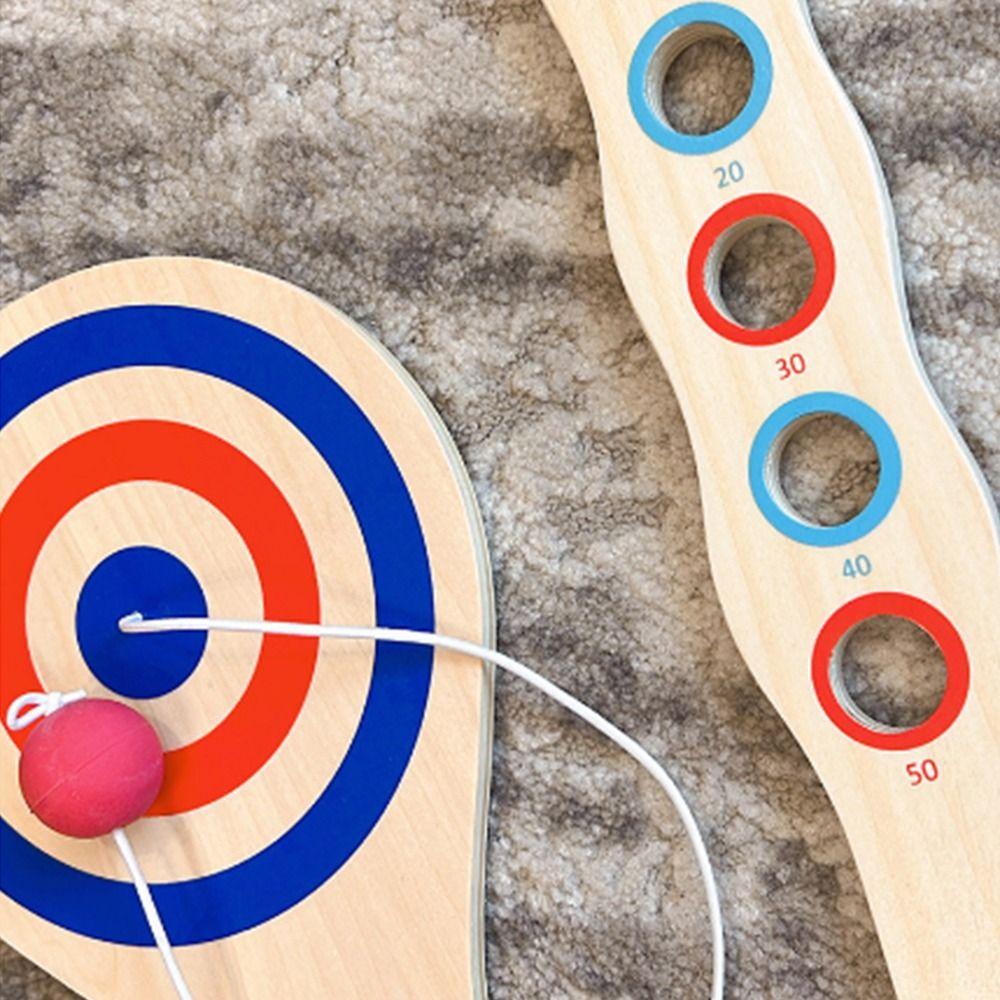 Wooden Paddle Wooden Paddle Ball Game Red Ball Rebound Ball Game Interactive Toy
