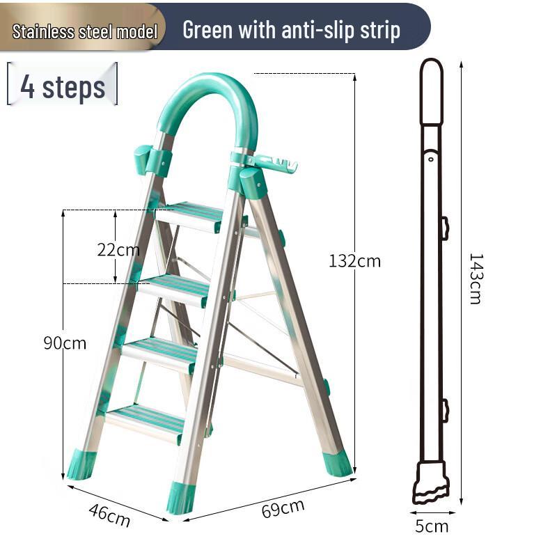 Lianyu Stainless Steel Folding A-Frame Step Ladder